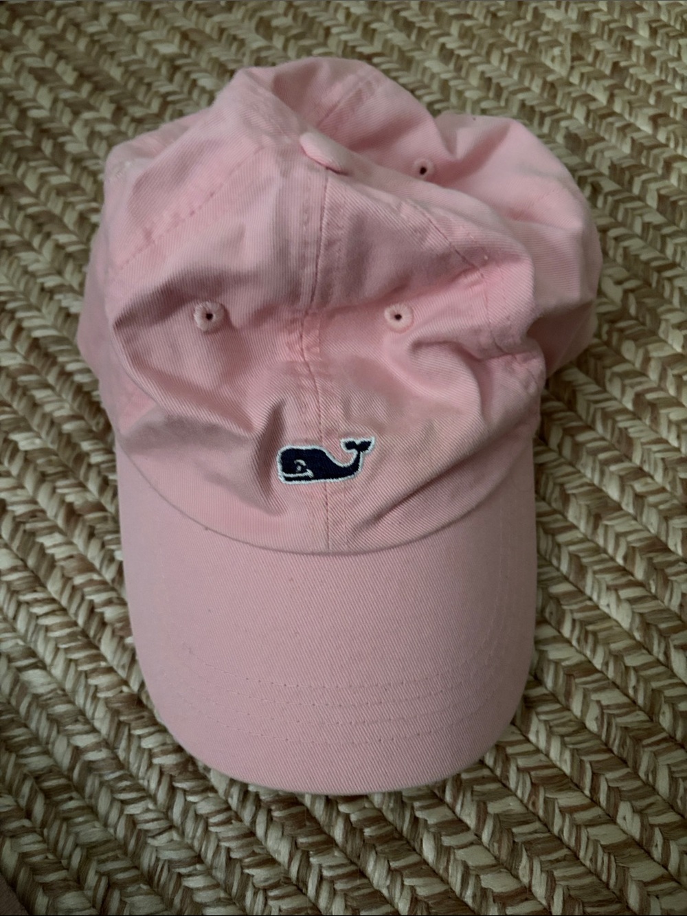 Vineyard Vines Pastel Pink Whale Cap with Navy Logo